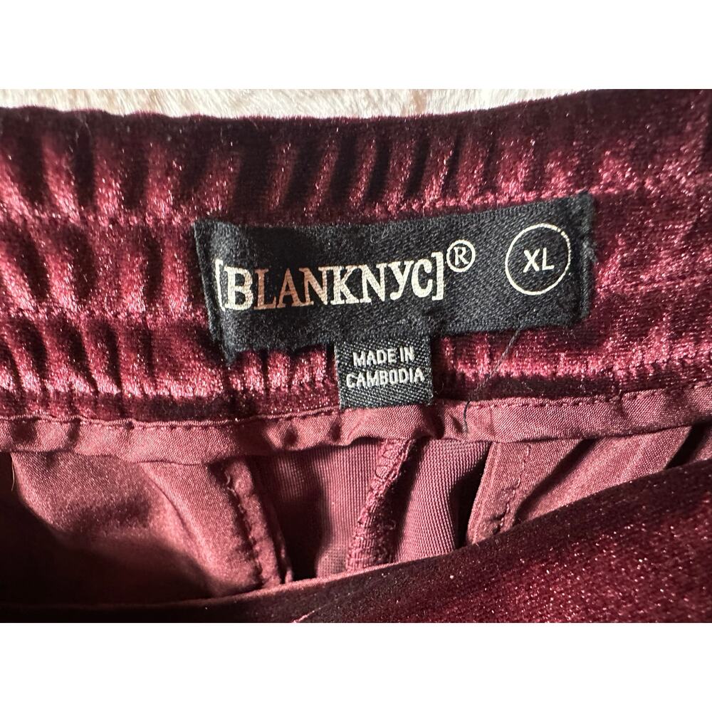 BlankNYC Burgundy Velvet Wide Leg Pull-On Pants size XL